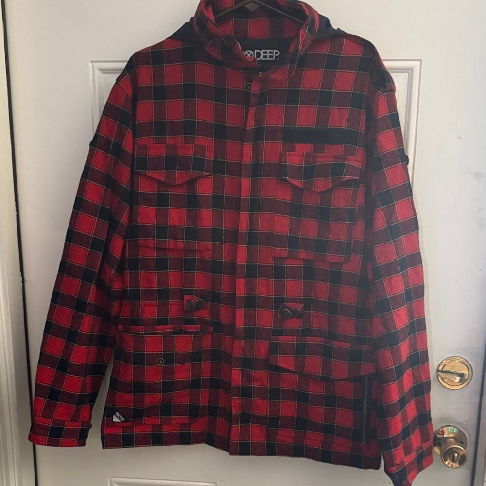 10.Deep Red and Black Checkered Men's Jacket